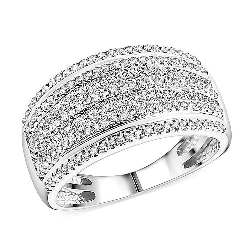 White Diamond Ring in 14K White Gold 1.00 ctw (Size 5.0)