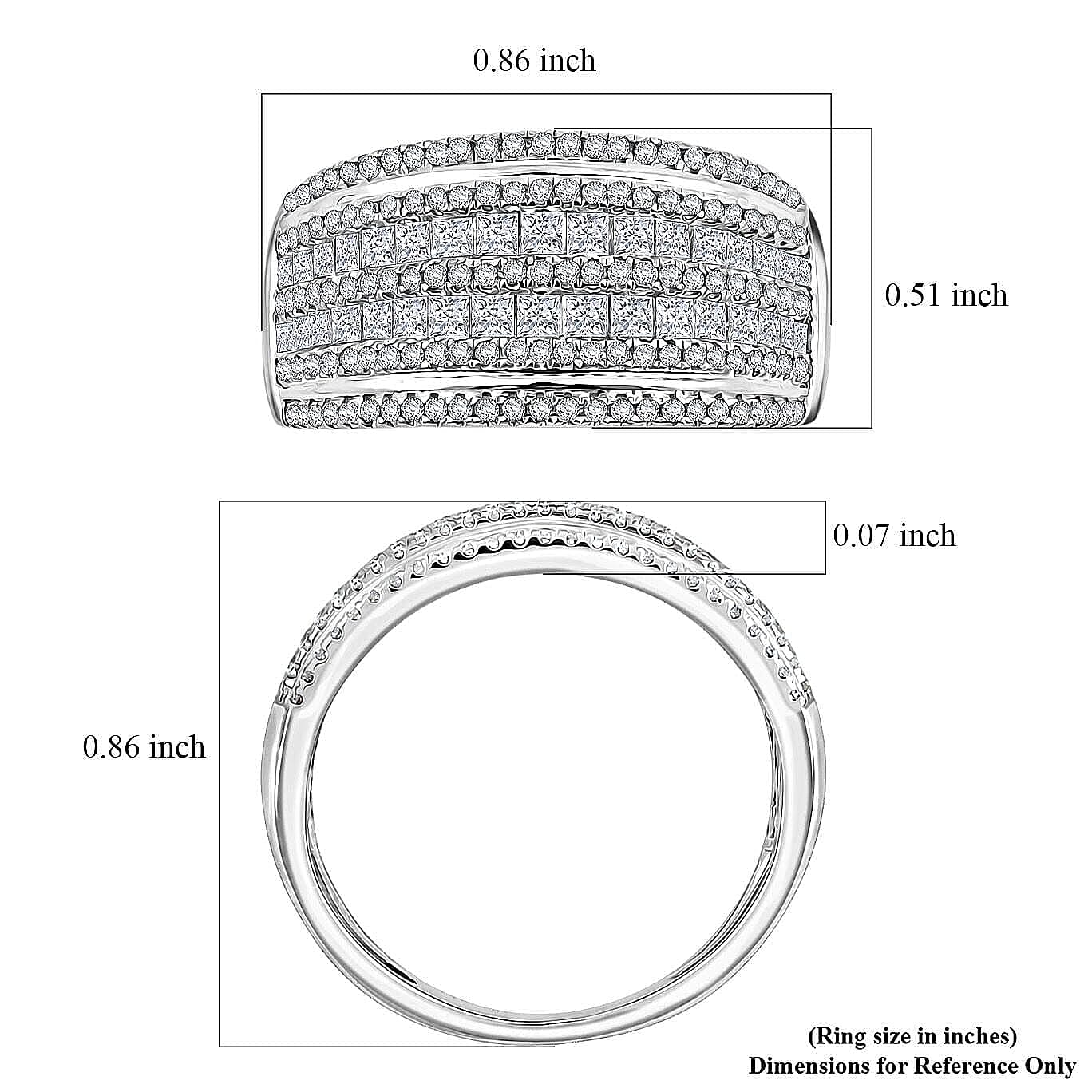 White Diamond Ring in 14K White Gold 1.00 ctw (Size 5.0)
