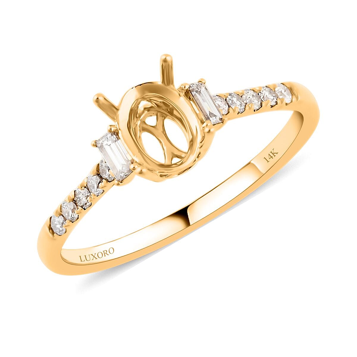 Luxoro Diamond (I2) 0.25 ctw Mounting Ring in 14K Yellow Gold (Size 8.0) image number 0