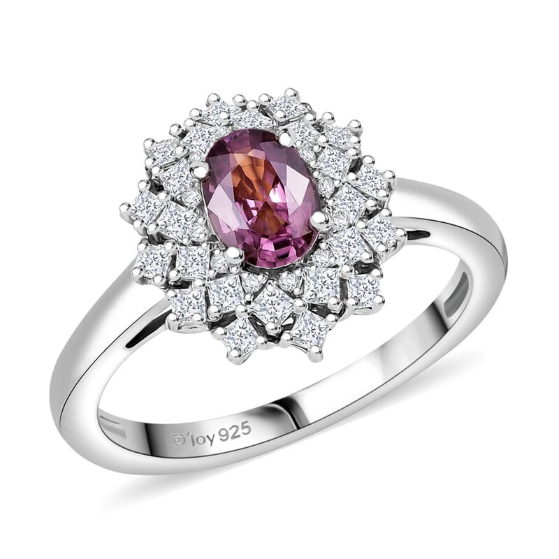 Joy Lavender Spinel, Moissanite Diamond Lace Ring in Rhodium Over Sterling Silver 1.50 ctw (Size 10.0)