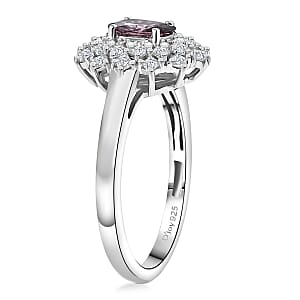 Joy Lavender Spinel, Moissanite Diamond Lace Ring in Rhodium Over Sterling Silver 1.50 ctw (Size 10.0)