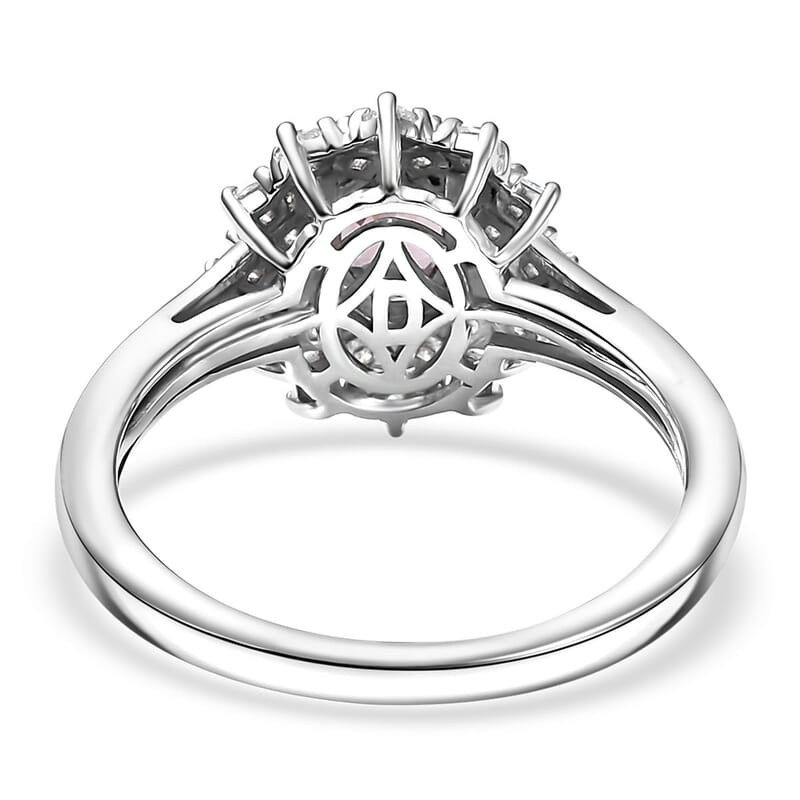 Joy Lavender Spinel, Moissanite Diamond Lace Ring in Rhodium Over Sterling Silver 1.50 ctw (Size 10.0)