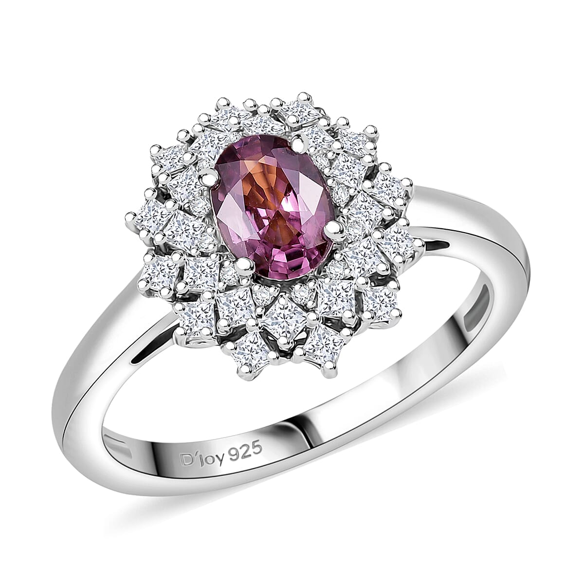 D’Joy Royal Lavender Spinel and Moissanite 1.50 ctw Diamond Lace Ring in Rhodium Over Sterling Silver (Size 7.0) image number 0