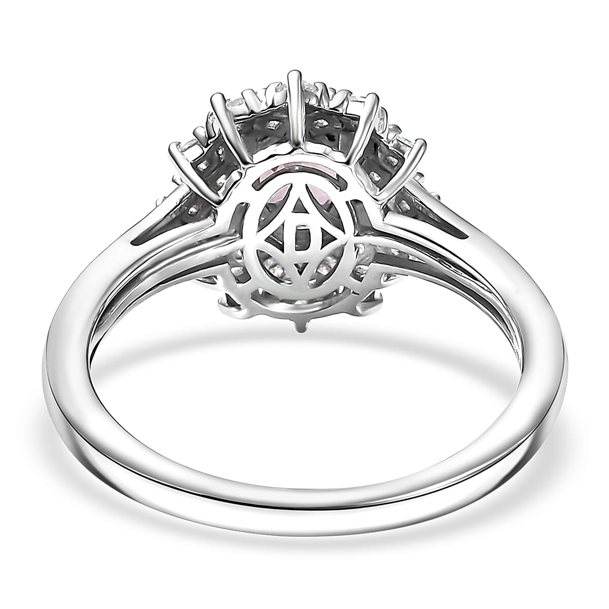 D’Joy Royal Lavender Spinel and Moissanite 1.50 ctw Diamond Lace Ring in Rhodium Over Sterling Silver (Size 7.0) image number 4