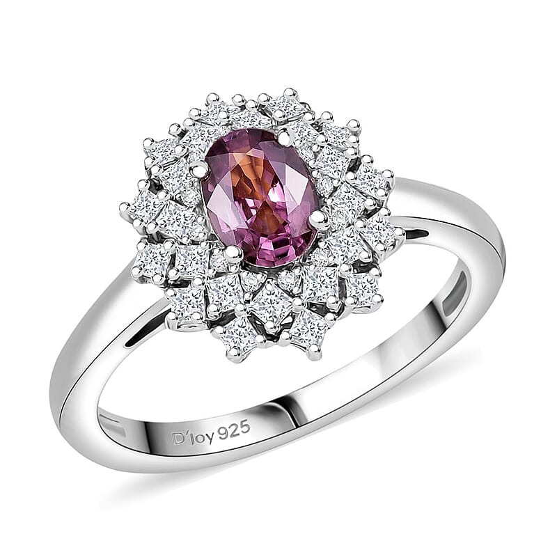 Joy Lavender Spinel, Moissanite Diamond Lace Ring in Rhodium Over Sterling Silver 1.50 ctw (Size 8.0)