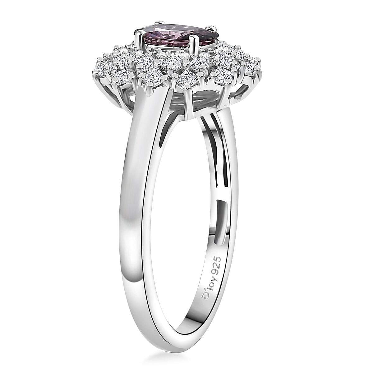Joy Lavender Spinel, Moissanite Diamond Lace Ring in Rhodium Over Sterling Silver 1.50 ctw (Size 8.0)