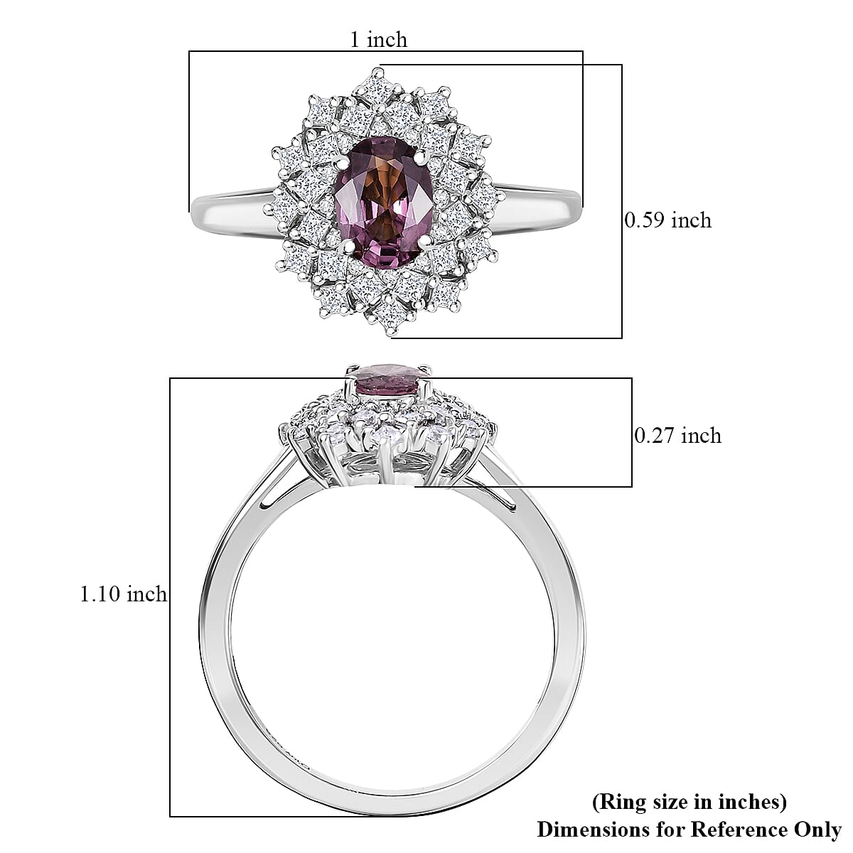 D&rsquo;Joy Royal Lavender Spinel and Moissanite 1.50 ctw Diamond Lace Ring in Rhodium Over Sterling Silver (Size 9.0) image number 5