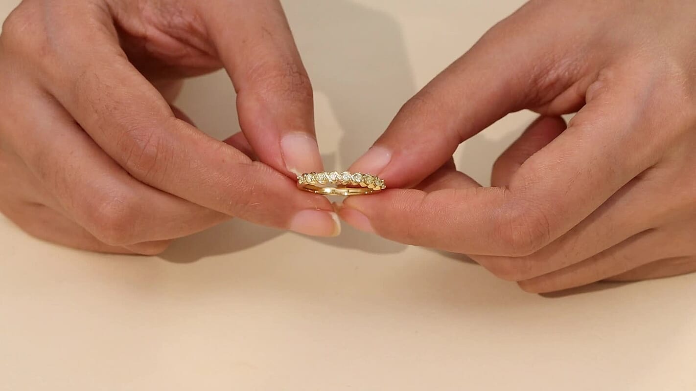 D'Joy Natural Yellow Diamond I2-I3 0.25 ctw Band Ring in 18K Vermeil Yellow Gold Over Sterling Silver (Size 10.0)