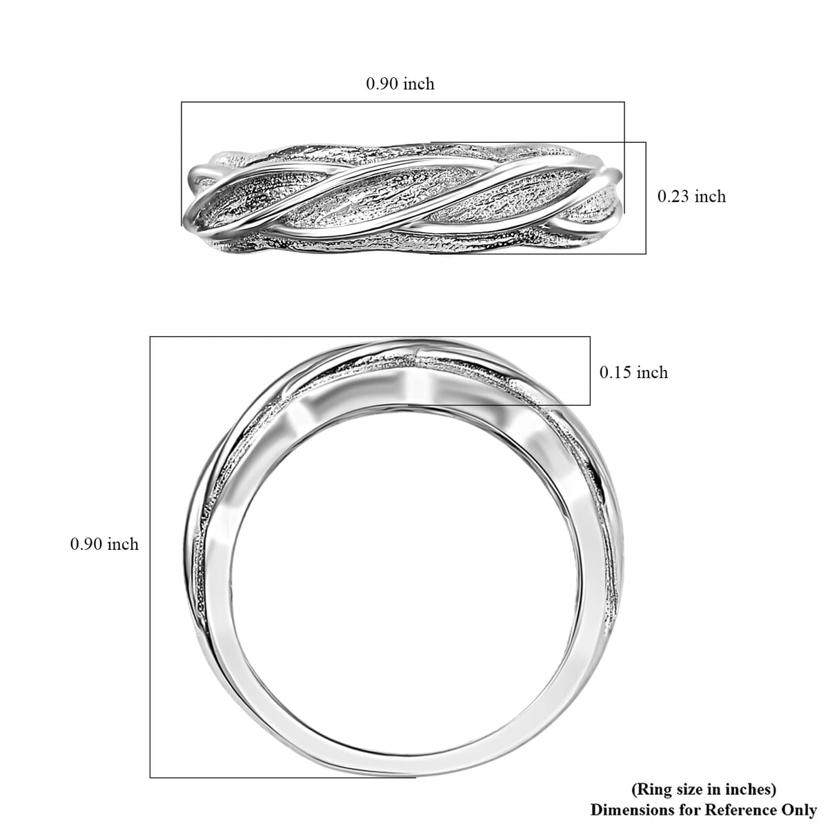 D’Joy Rhodium Over Sterling Silver Textured Interwoven Leaves Ring (Size 7.0) 3.85 Grams image number 5