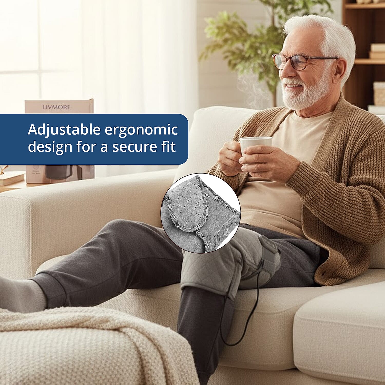 Livmore Thermal Knee Relief Massager with Bulit-in Controller and Adaptor (100-240V 50/60hz, 12V 2000mA)