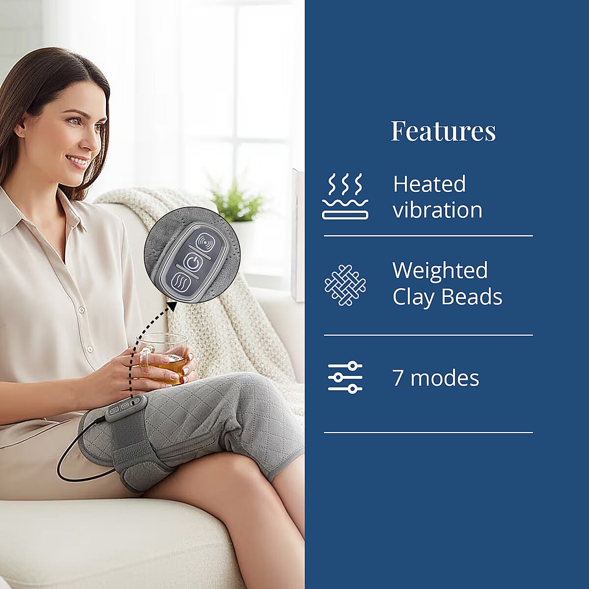 Massage Knee Wrap with Bulit-in Controller and Adaptor (100-240V 50/60hz, 12V 2000mA) image number 3