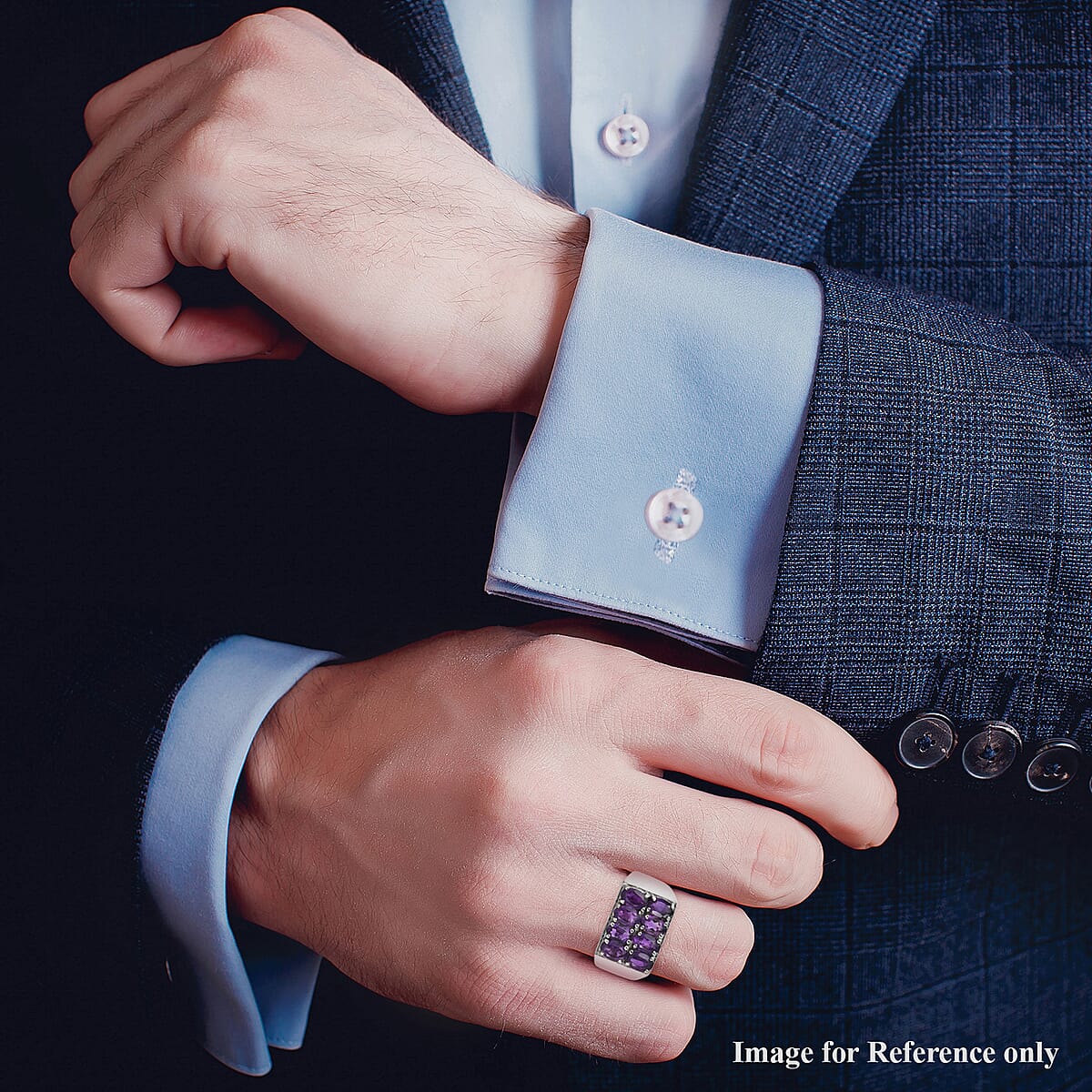 EverTrue African Amethyst 3.50 ctw Ring in Stainless Steel (Size 10.0) image number 1