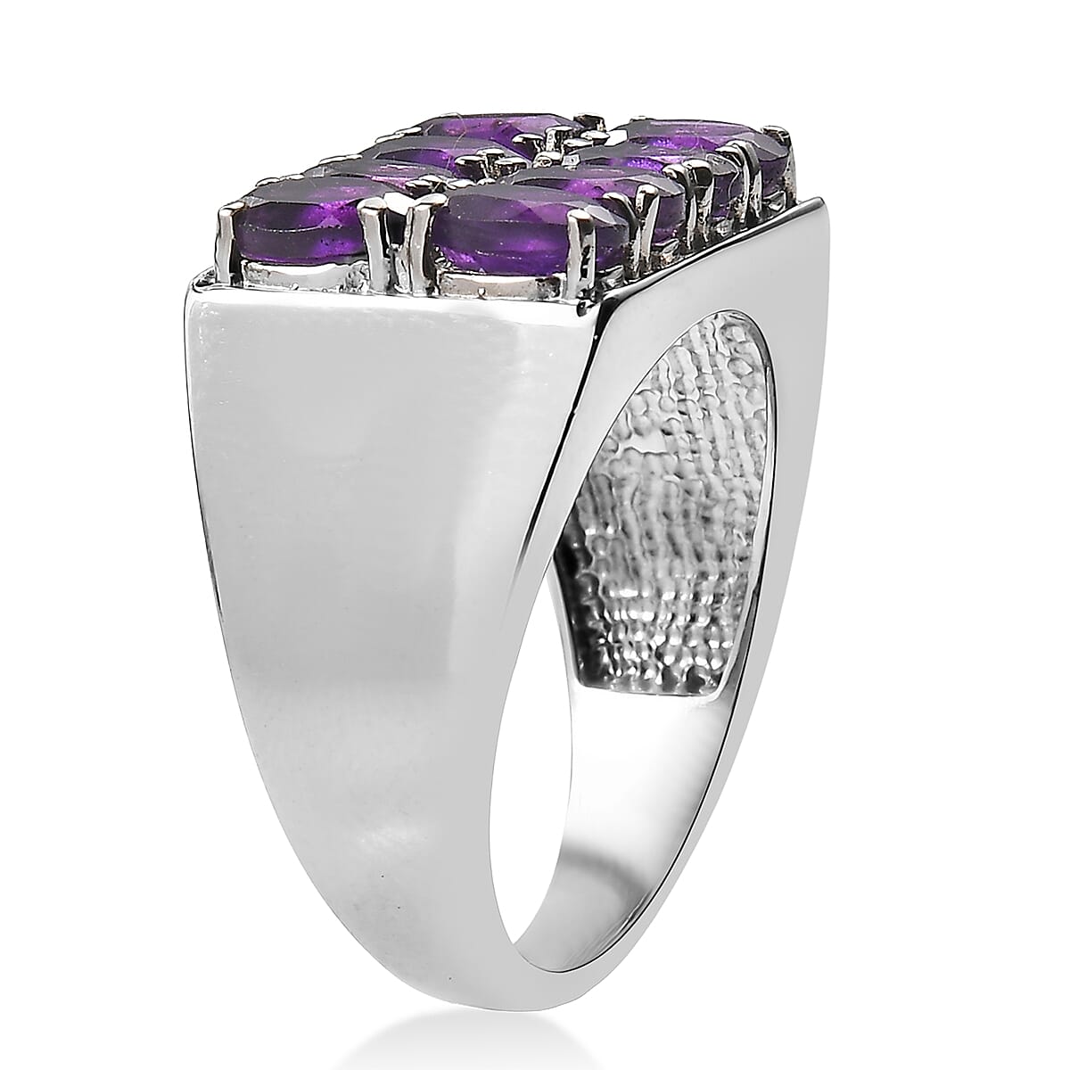 EverTrue African Amethyst 3.50 ctw Ring in Stainless Steel (Size 10.0) image number 2