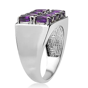 EverTrue African Amethyst Men's Ring in Stainless Steel 3.50 ctw (Size 10.0)