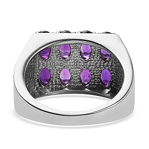 EverTrue African Amethyst Men's Ring in Stainless Steel 3.50 ctw (Size 10.0)
