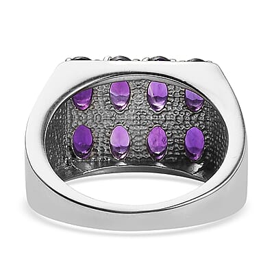 EverTrue African Amethyst Men's Ring in Stainless Steel 3.50 ctw (Size 10.0)