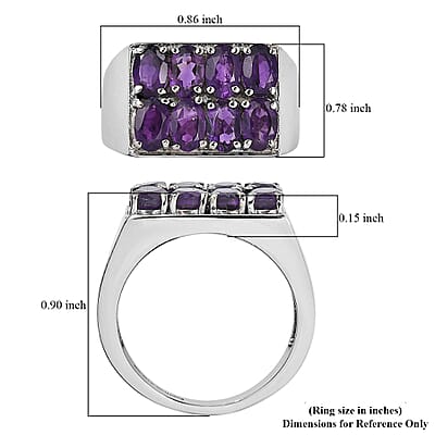EverTrue African Amethyst Men's Ring in Stainless Steel 3.50 ctw (Size 10.0)
