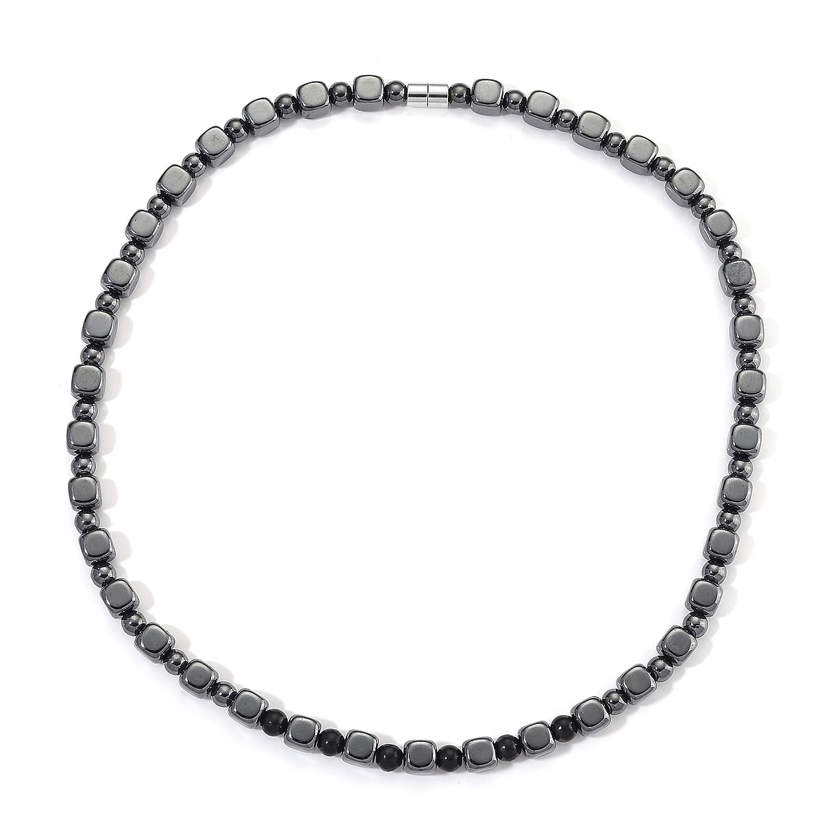 Shungite and Hematite 448.00 ctw Beaded Necklace in Silvertone 20 Inches image number 2
