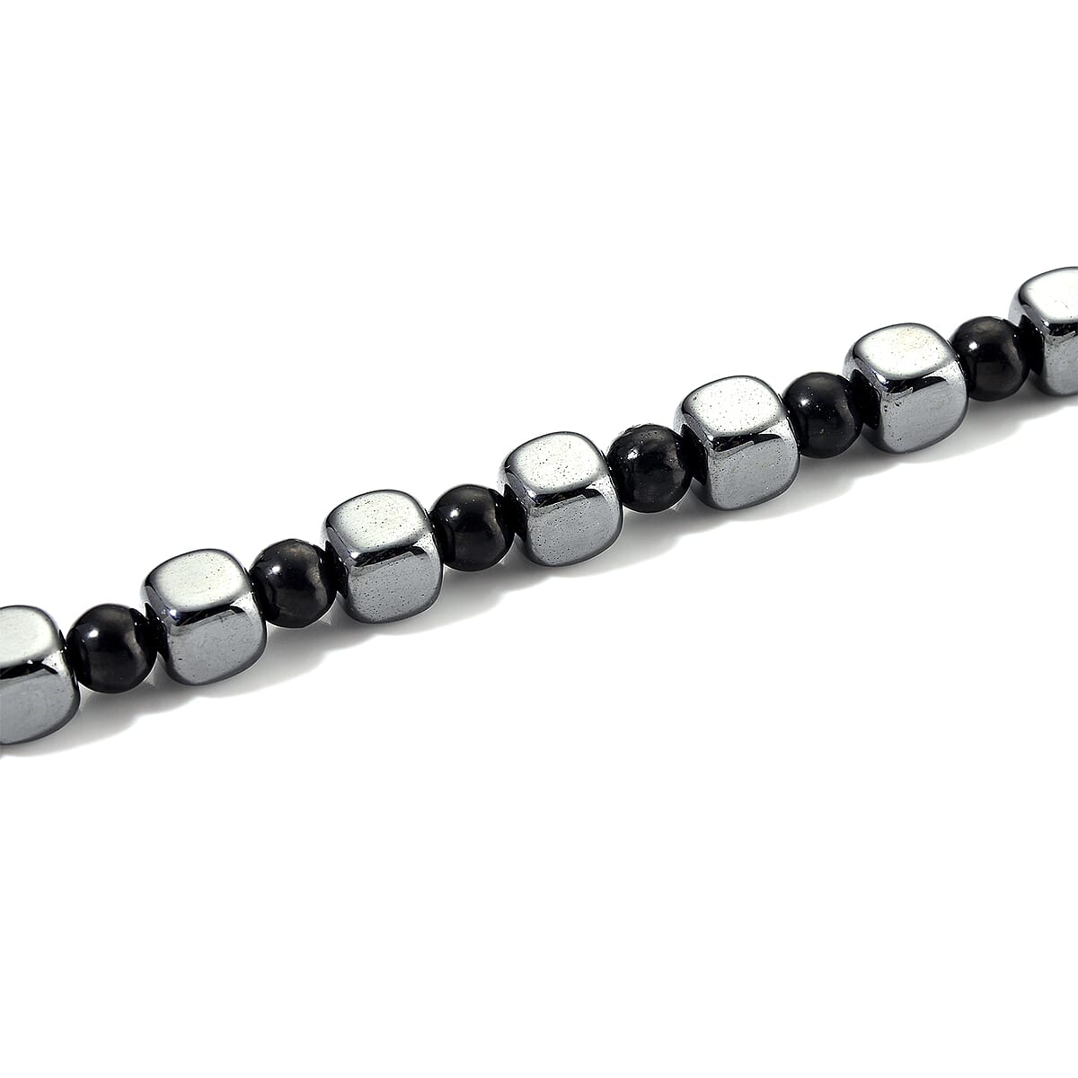 Shungite and Hematite 448.00 ctw Beaded Necklace in Silvertone 20 Inches image number 3