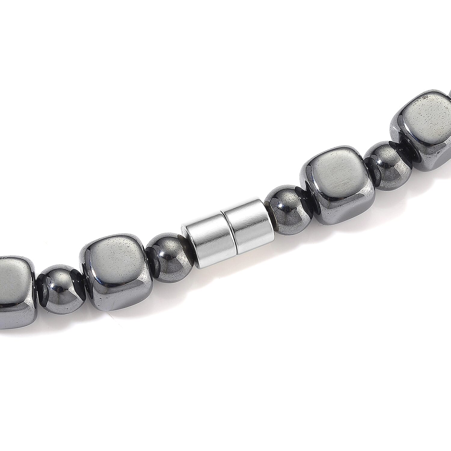 Shungite and Hematite 448.00 ctw Beaded Necklace in Silvertone 20 Inches