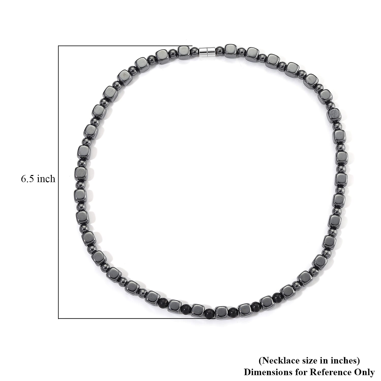 Shungite and Hematite 448.00 ctw Beaded Necklace in Silvertone 20 Inches