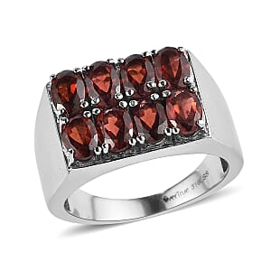 EverTrue Mozambique Garnet 4.70 ctw Ring in Stainless Steel (Size 10.0)