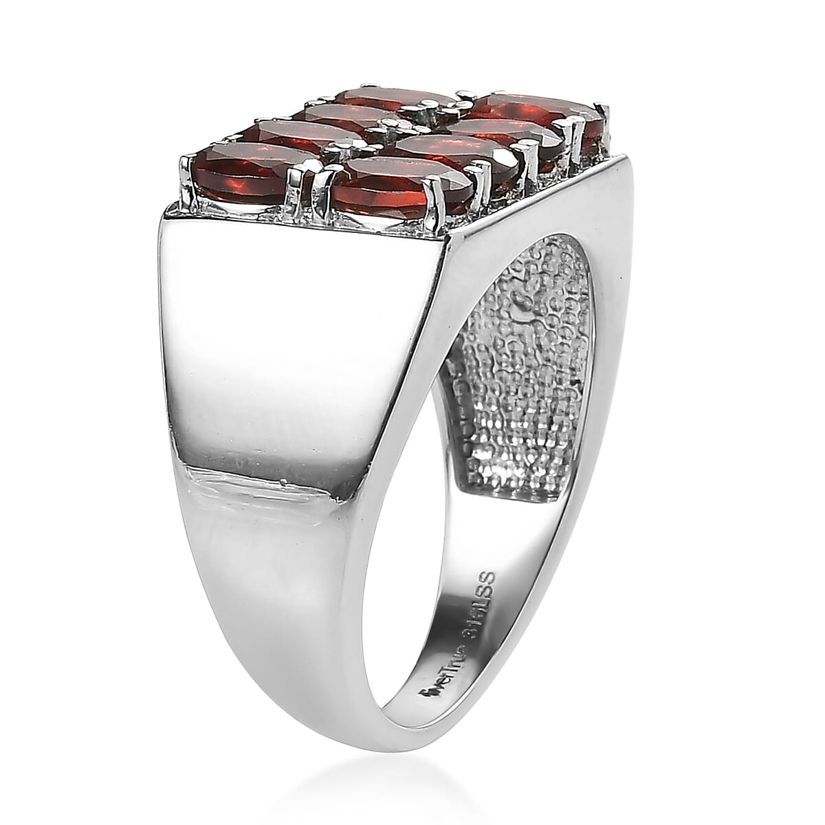 EverTrue Mozambique Garnet 4.70 ctw Ring in Stainless Steel (Size 10.0) image number 3