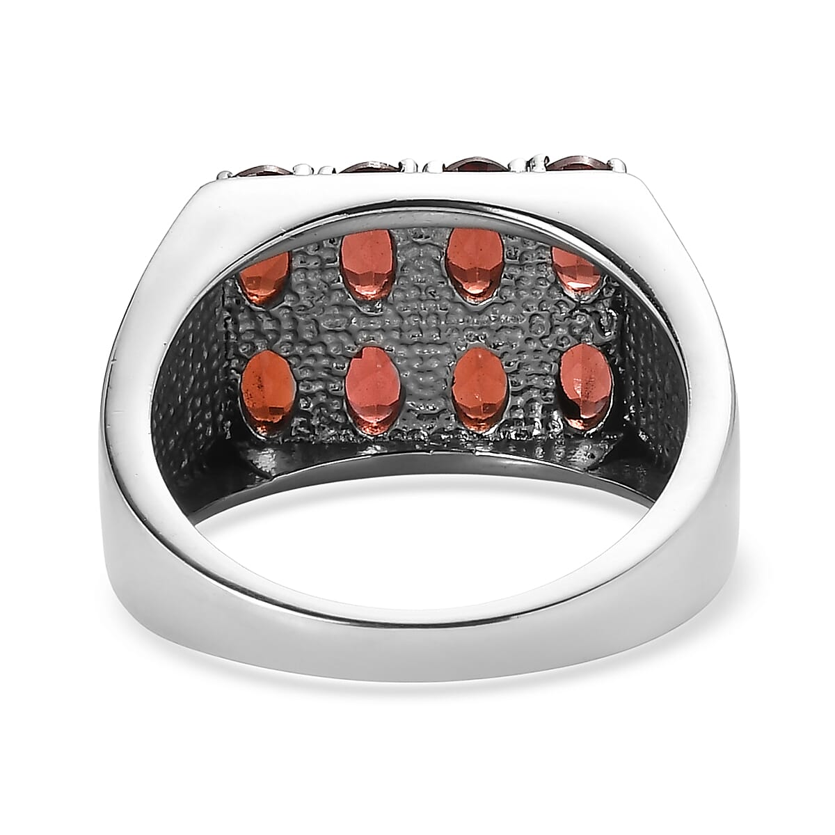 EverTrue Mozambique Garnet 4.70 ctw Ring in Stainless Steel (Size 10.0) image number 4