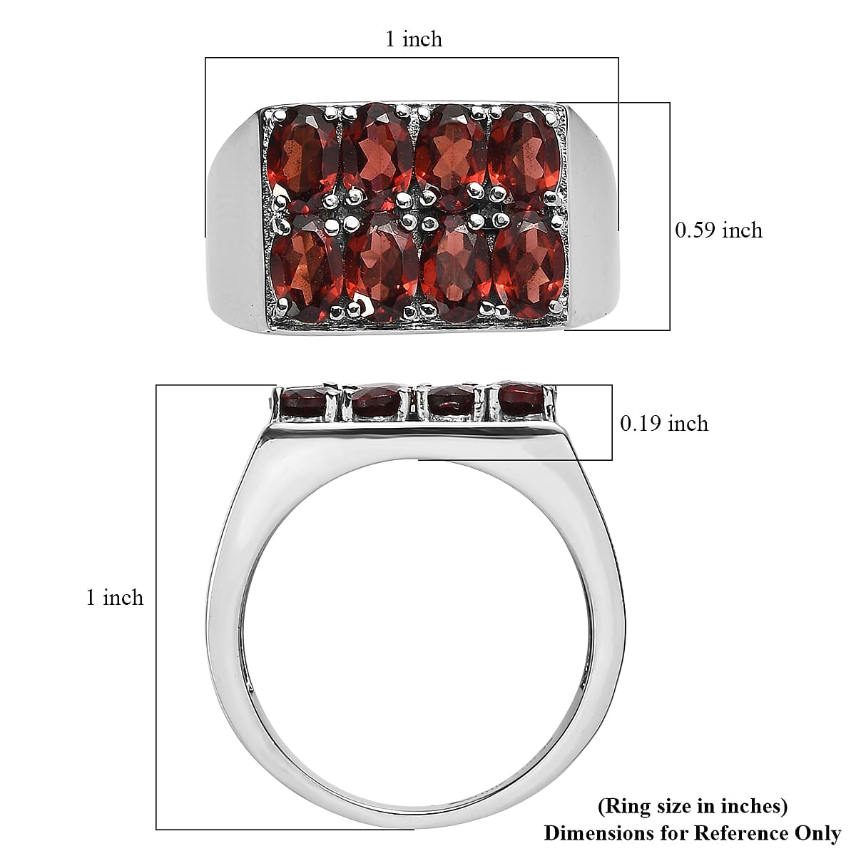 EverTrue Mozambique Garnet 4.70 ctw Ring in Stainless Steel (Size 10.0) image number 5