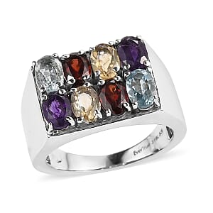 EverTrue Multi Gemstones Ring in Stainless Steel 4.00 ctw (Size 10.0)