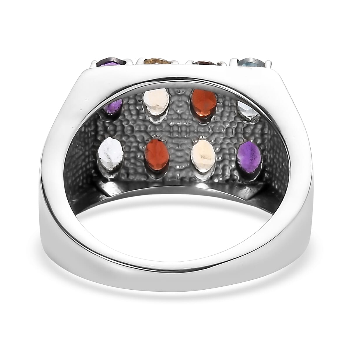 EverTrue Multi Gemstones Ring in Stainless Steel 4.00 ctw (Size 10.0) image number 4
