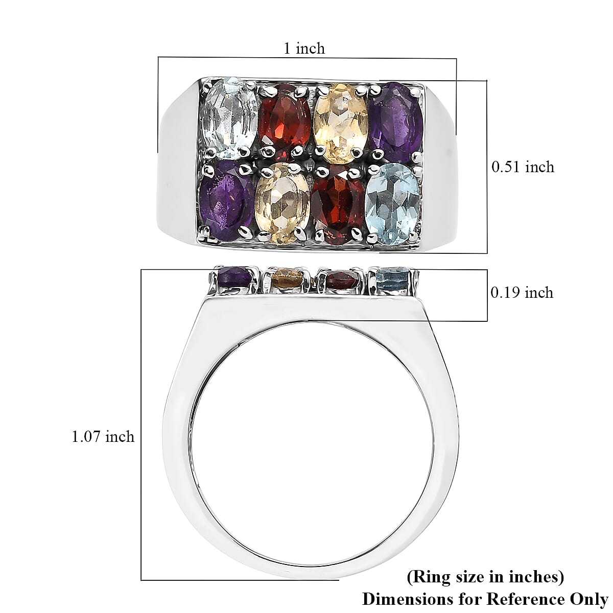 EverTrue Multi Gemstones Ring in Stainless Steel 4.00 ctw (Size 10.0) image number 5