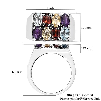 EverTrue Multi Gemstones Men's Ring in Stainless Steel 4.00 ctw (Size 14.0)