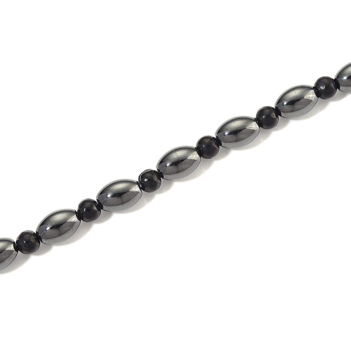 Shungite and Hematite 380.00 ctw Beaded Necklace in Silvertone 20 Inches image number 3