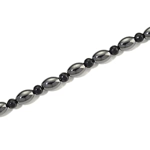 Shungite and Hematite 380.00 ctw Beaded Necklace in Silvertone 20 Inches