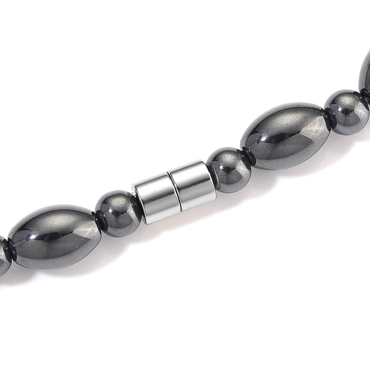 Shungite and Hematite 380.00 ctw Beaded Necklace in Silvertone 20 Inches image number 4
