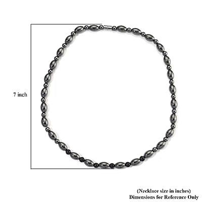 Shungite and Hematite 380.00 ctw Beaded Necklace in Silvertone 20 Inches