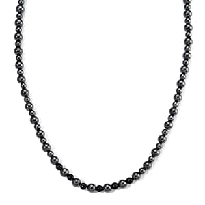 Shungite and Hematite 370.00 ctw Beaded Fancy Necklace in Silvertone 20 Inches