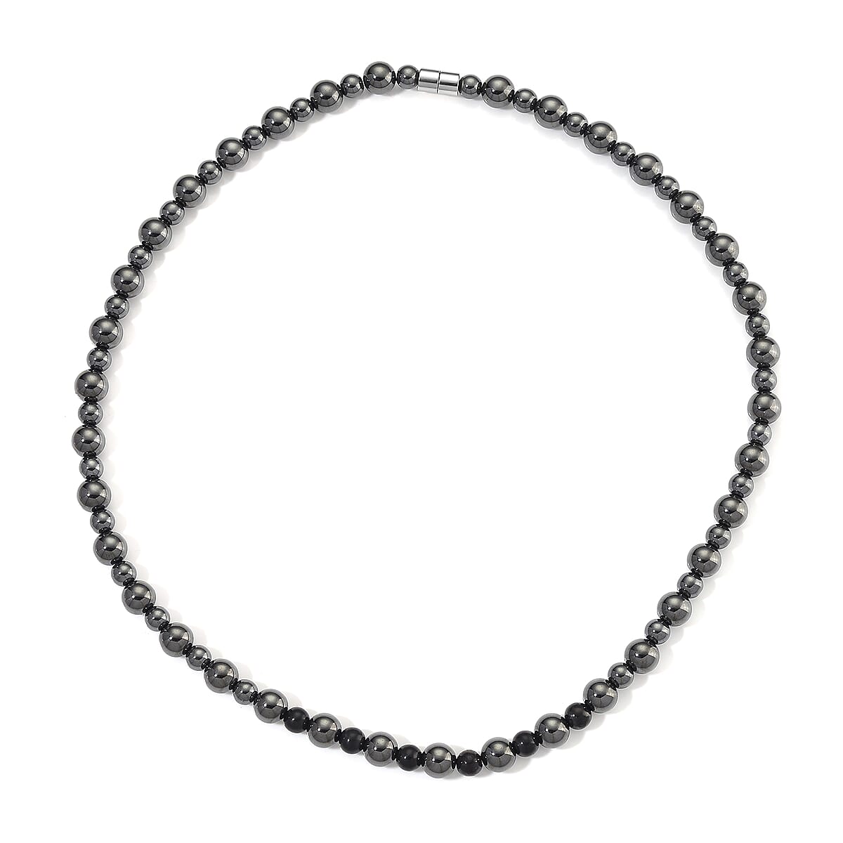 Shungite and Hematite 370.00 ctw Beaded Fancy Necklace in Silvertone 20 Inches image number 2