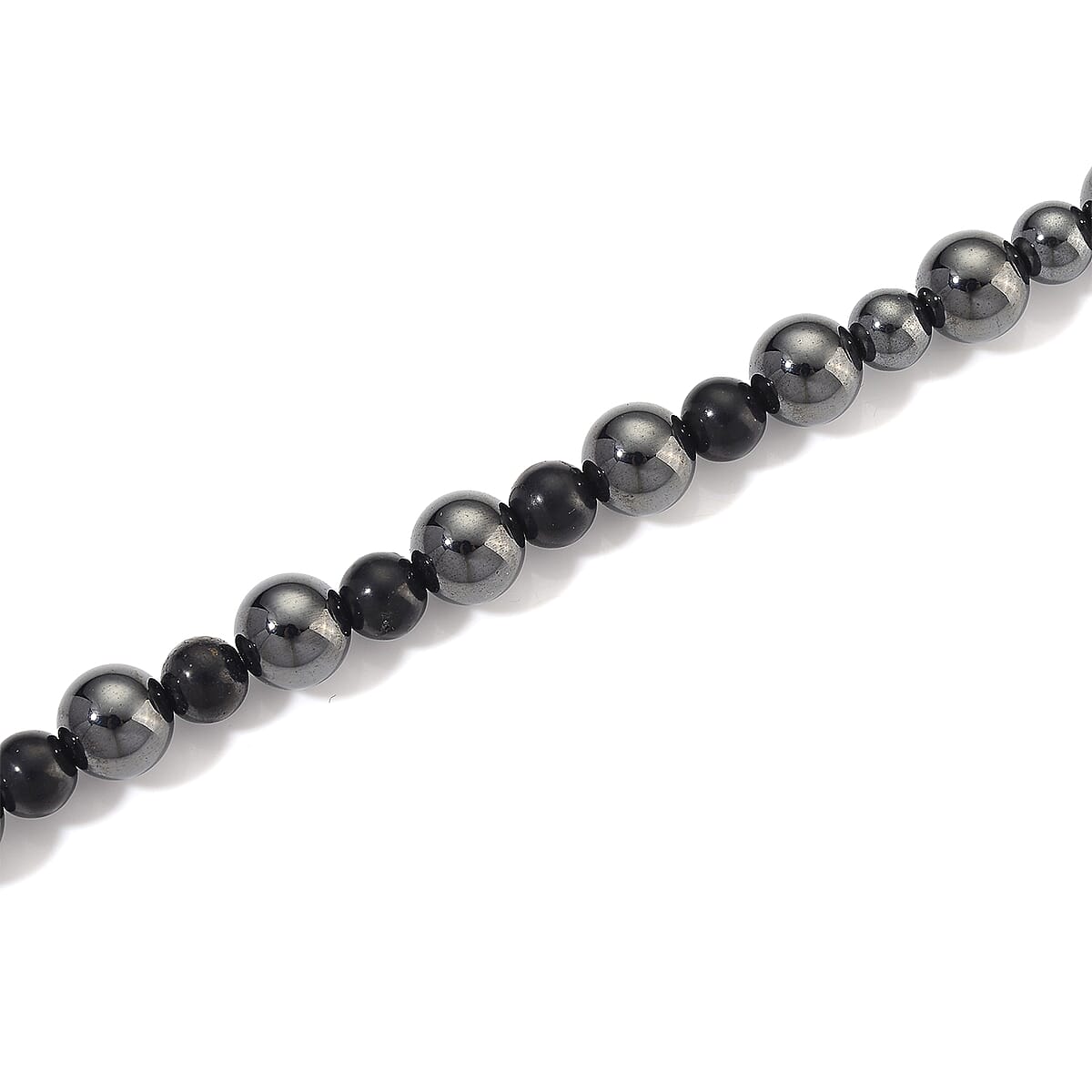 Shungite and Hematite 370.00 ctw Beaded Fancy Necklace in Silvertone 20 Inches image number 3