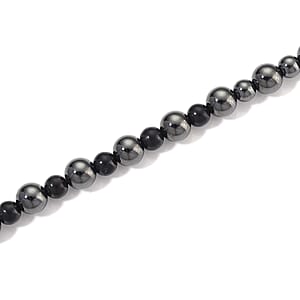 Shungite and Hematite 370.00 ctw Beaded Fancy Necklace in Silvertone 20 Inches