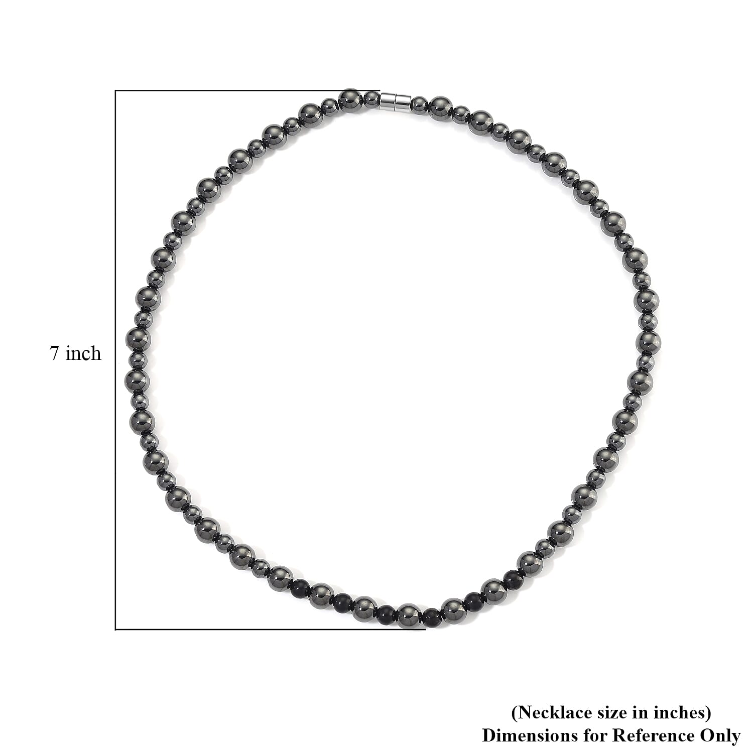 Shungite and Hematite 370.00 ctw Beaded Fancy Necklace in Silvertone 20 Inches