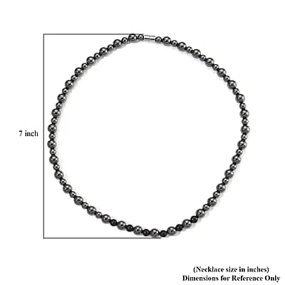 Shungite and Hematite 370.00 ctw Beaded Fancy Necklace in Silvertone 20 Inches