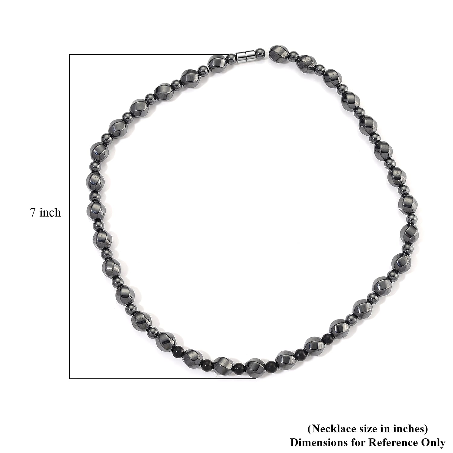 Shungite and Hematite 480.00 ctw Beaded Carved Necklace in Silvertone 20 Inches