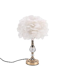 Livmore White 6cm Ball Feather Table Lamp with Plug