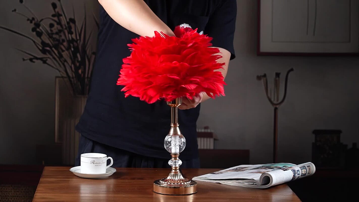 Livmore White 6cm Ball Feather Table Lamp with Plug