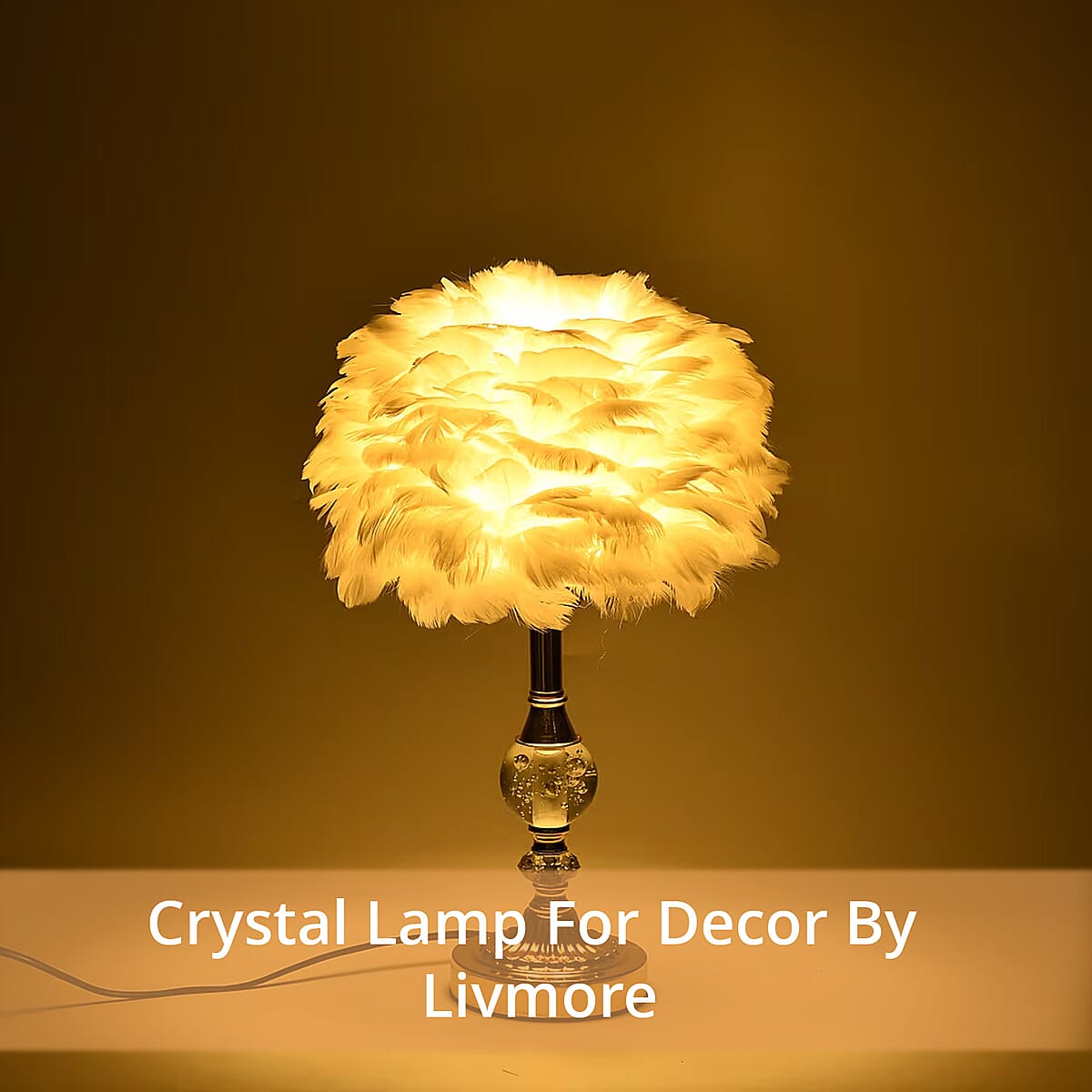 Livmore White 6cm Ball Feather Table Lamp with Plug image number 1