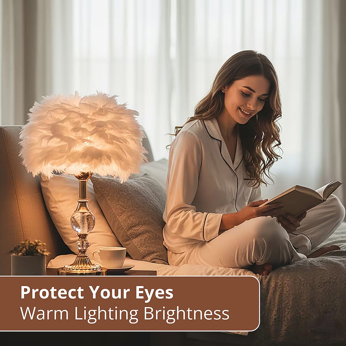 Livmore White 6cm Ball Feather Table Lamp with Plug image number 5