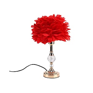 Livmore Red 6cm Ball Feather Table Lamp with Plug