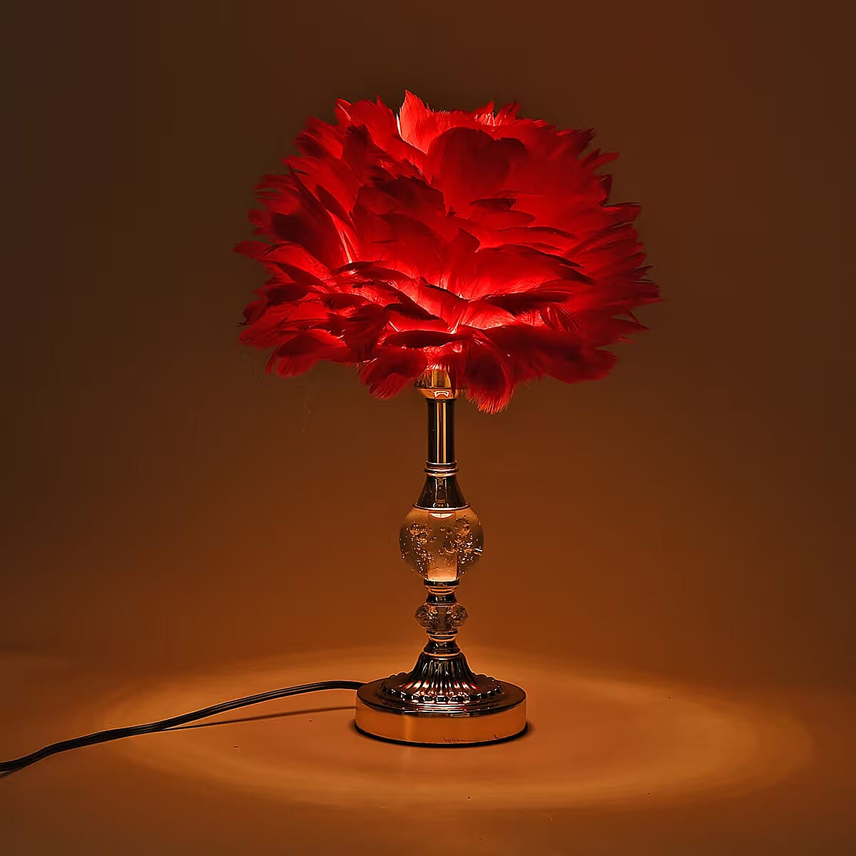 Livmore Red 6cm Ball Feather Table Lamp with Plug image number 1